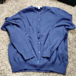 Foxcroft purple button down cardigan cotton and cashmere M